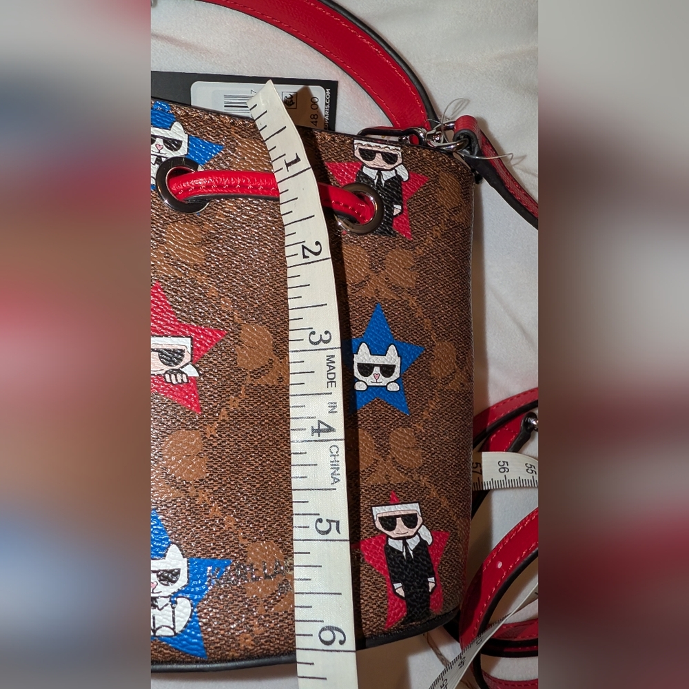 Karl Lagerfeld Paris Maybelle Mini Bucket Bag Brown Multi NWT - Picture 6 of 7